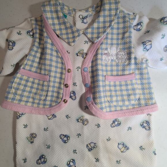 Vtg Mc Baby One Piece Animals Print Baby Girl One Piece Jumpsuit Footie 3-6 mo - Picture 9 of 15